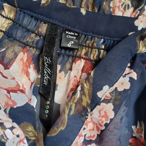 BELLATRIX, 3/4 sleeve floral navy/pink blouse - Picture 3 of 7